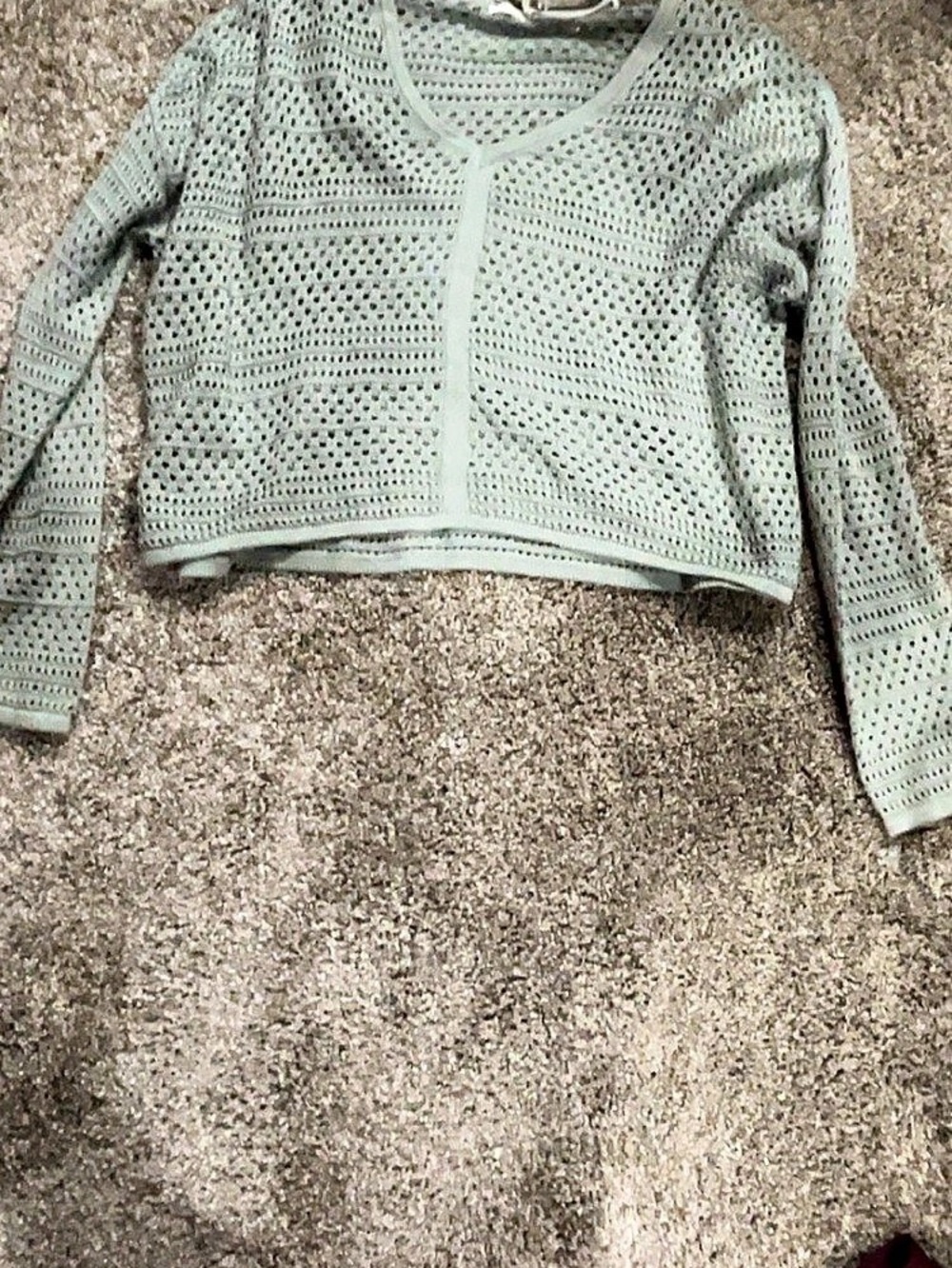 Moon & Madison Crochet Knit Cardigan in Green Size Medium